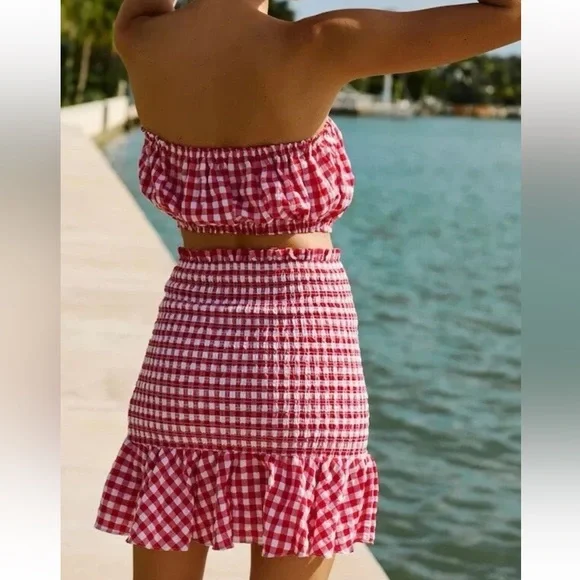 Mable by Anthropologie Gingham Plaid Skirt & Top Set, NWT - Picture 2 of 9